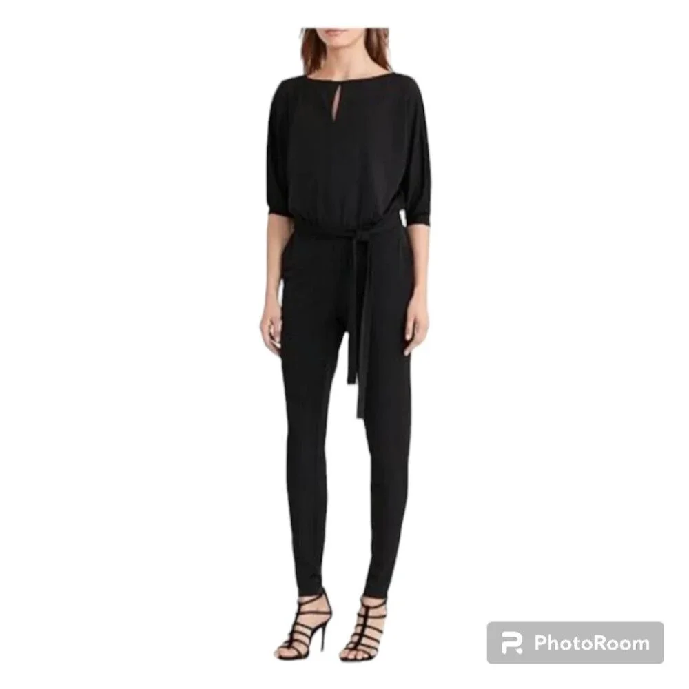 Lauren Ralph Lauren Keyhole Belted Jumpsuit In Black Womens Size Small